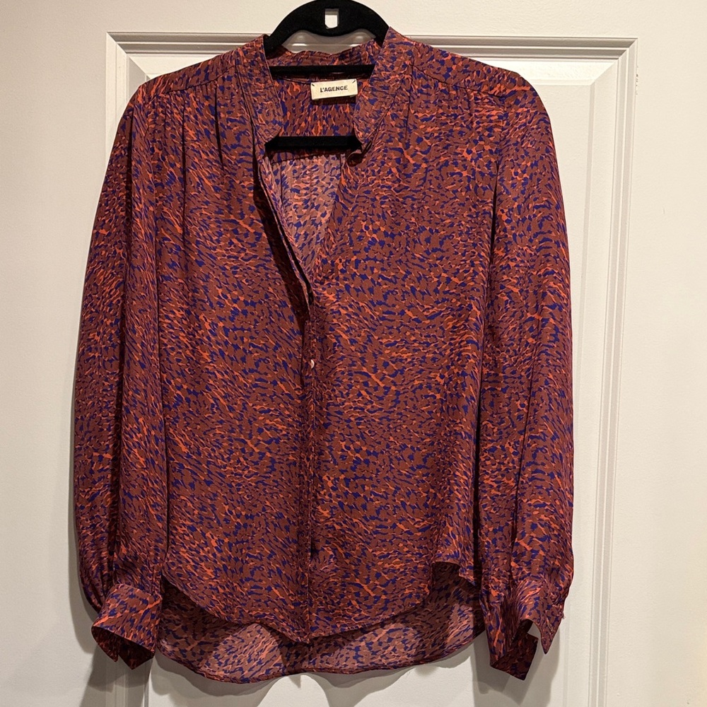 L’Agence Vibrant Purple and Orange Blouse